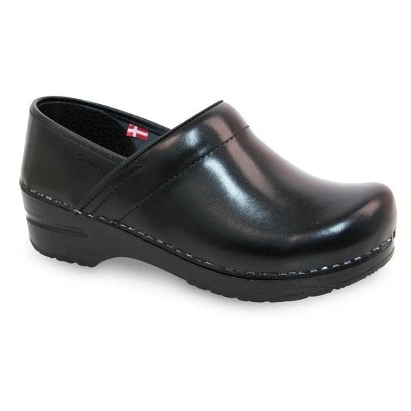 Sanita Pro Cabrio Black Brush Leather Professional Clog Women's EU 37 Wide NEW!! - Picture 5 of 8